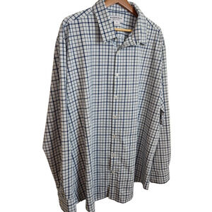 Mizzen+Main Shirt Mens 2XL Blue White Navy Plaid Performance Classic Fit Stretch